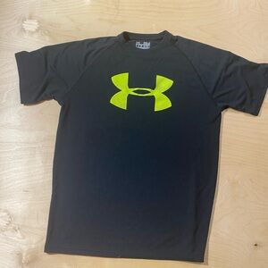 Under Armour Black Tee with Neon Green Logo Small (PW)